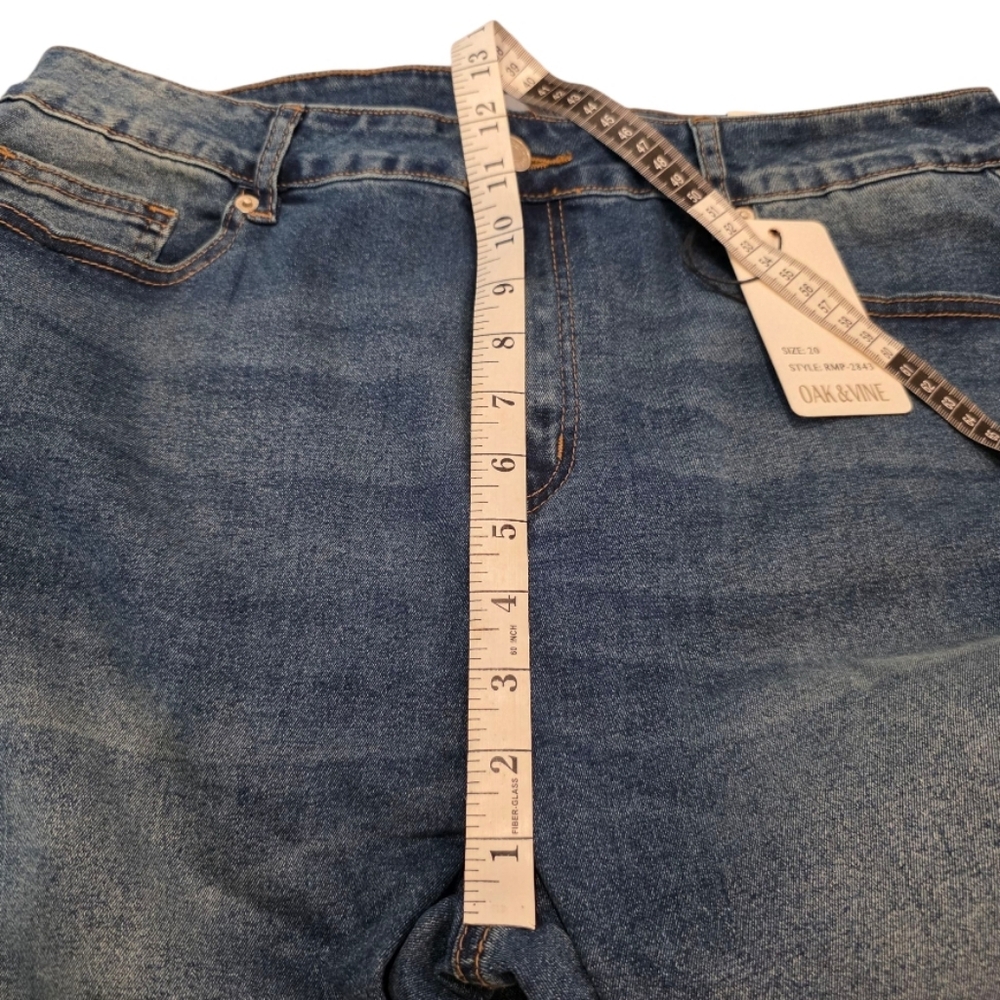 Oak & Vine Flare Wide Leg High Rise Stretch Embroidered Blue Jeans Plus Size 20 - Picture 6 of 12